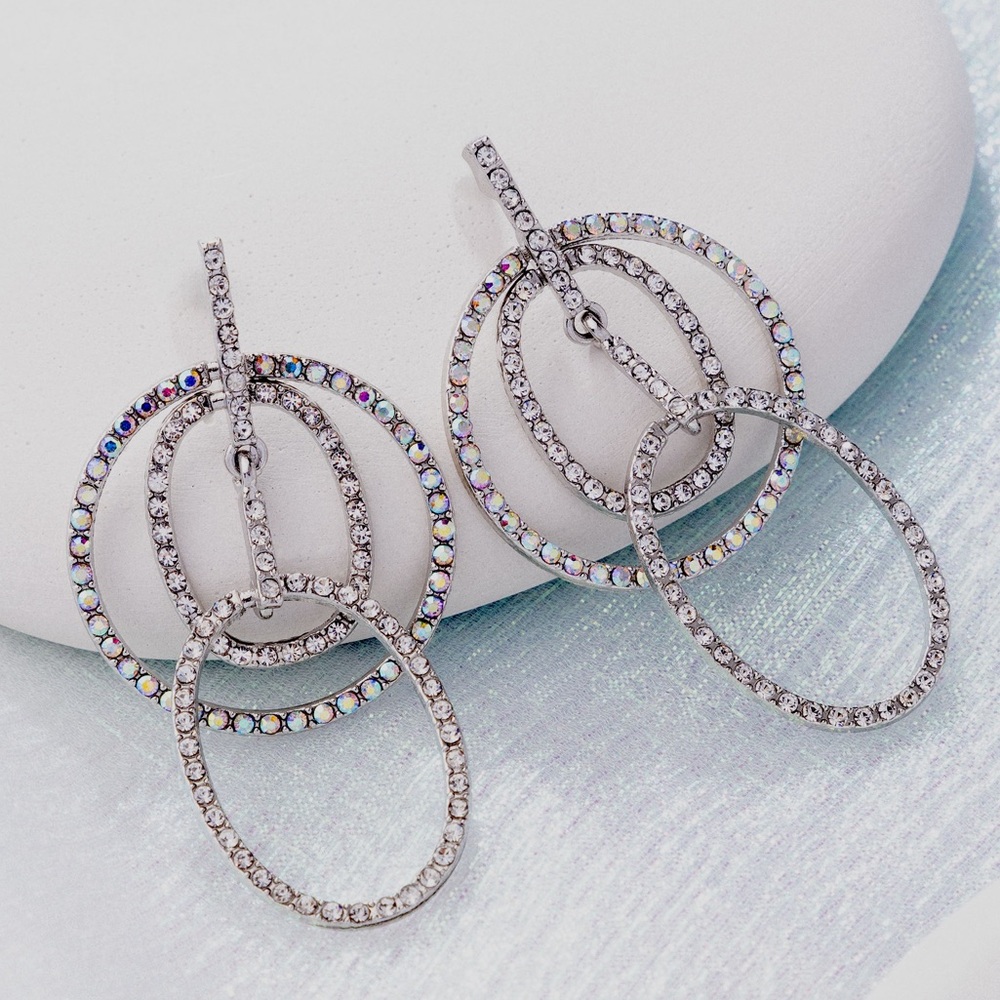 Elegant Silver & Iridescent Earrings